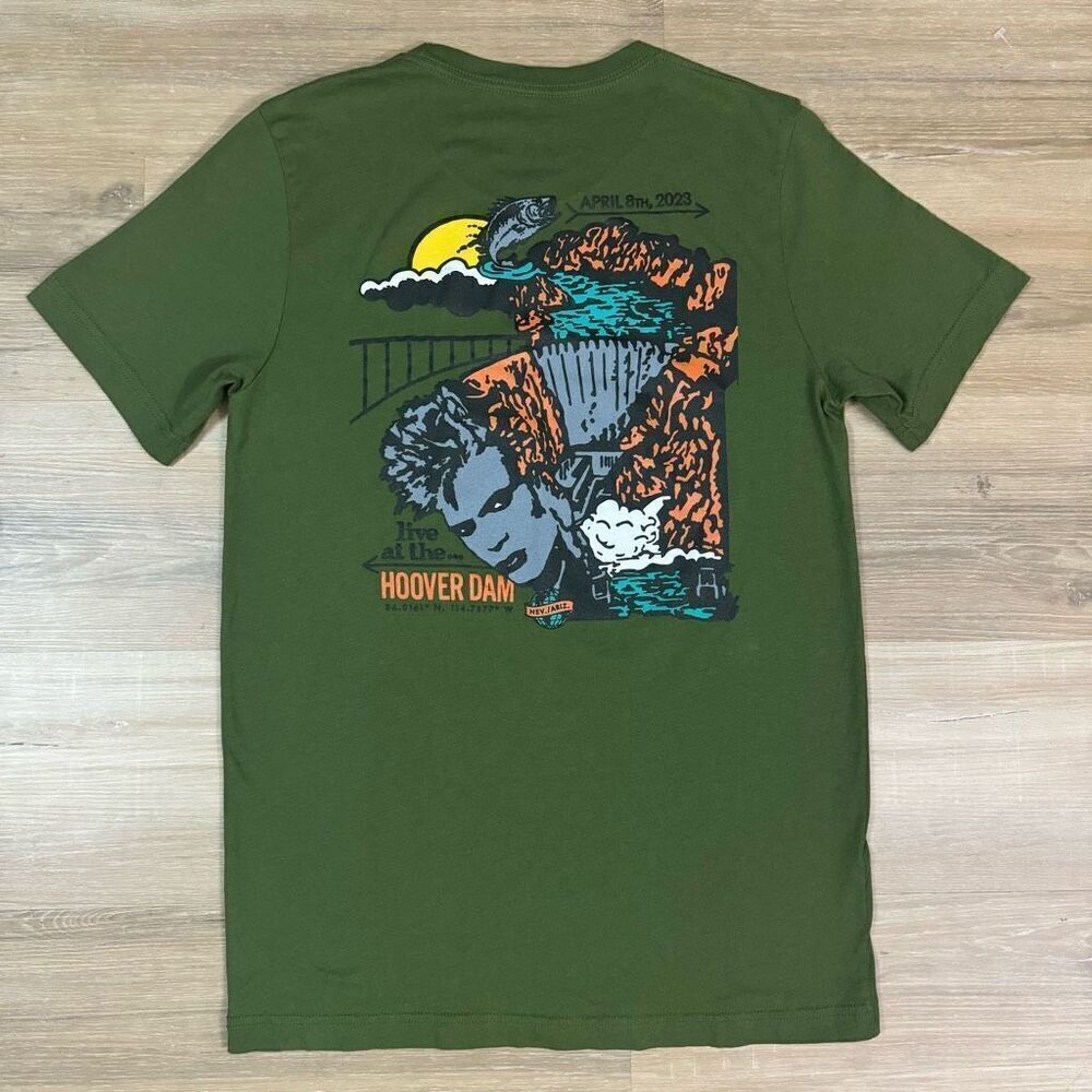Billy Idol Live At The Hoover Dam Concert Tee Size M Green Band Shirt 2023 Rare